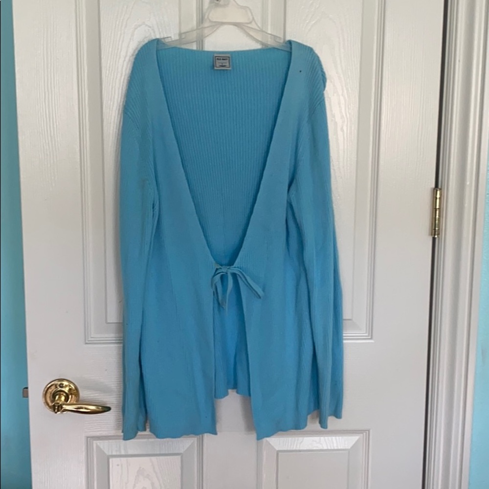 Blue maternity cardigan